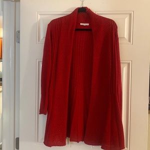Red shimmery long cardigan
